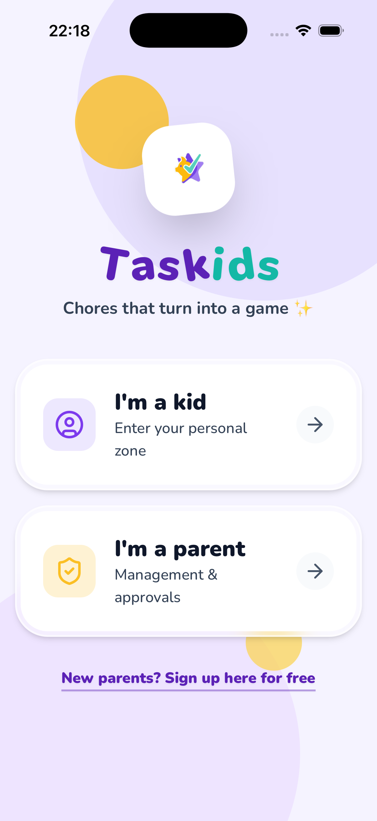 Taskids App Screen 1